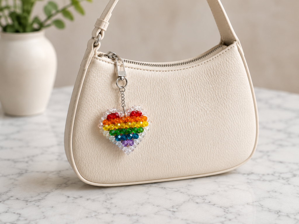 Rainbow Crystal Heart Charm