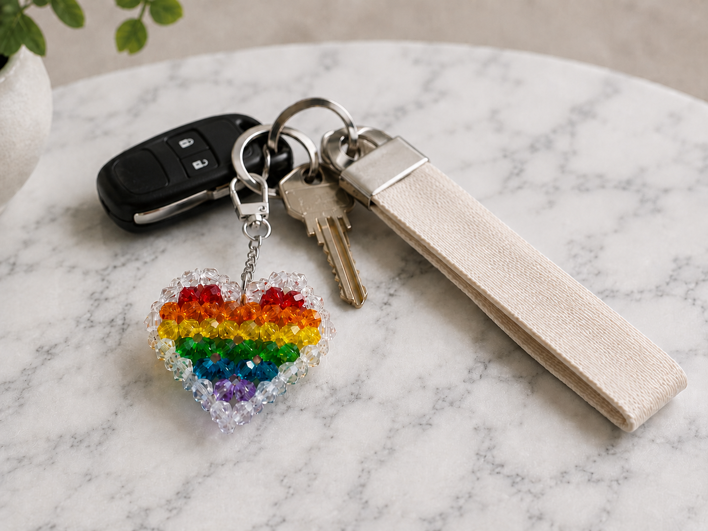 Rainbow Crystal Heart Charm