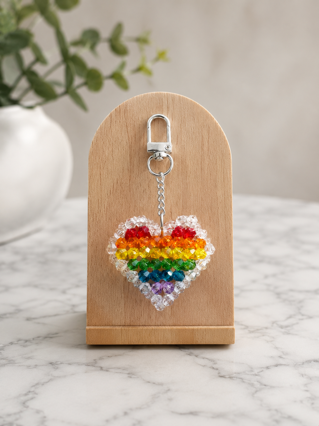 Rainbow Crystal Heart Charm