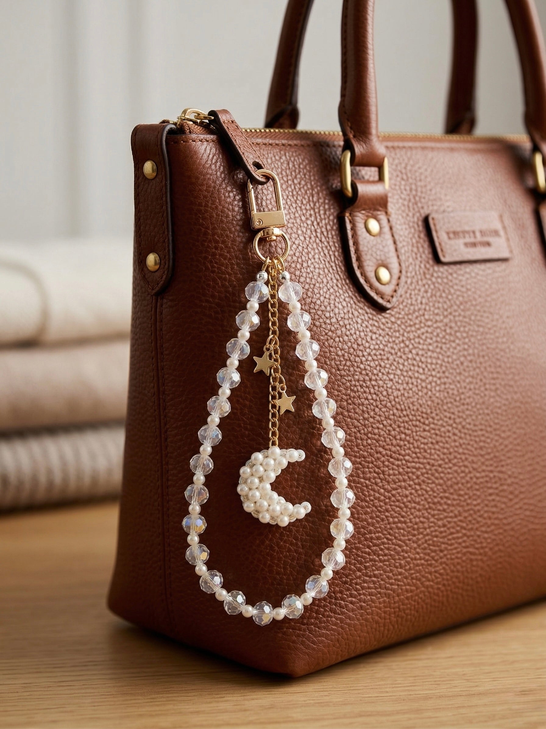 Beaded Moon Bag Charm