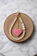Beaded Heart Charm Keychain