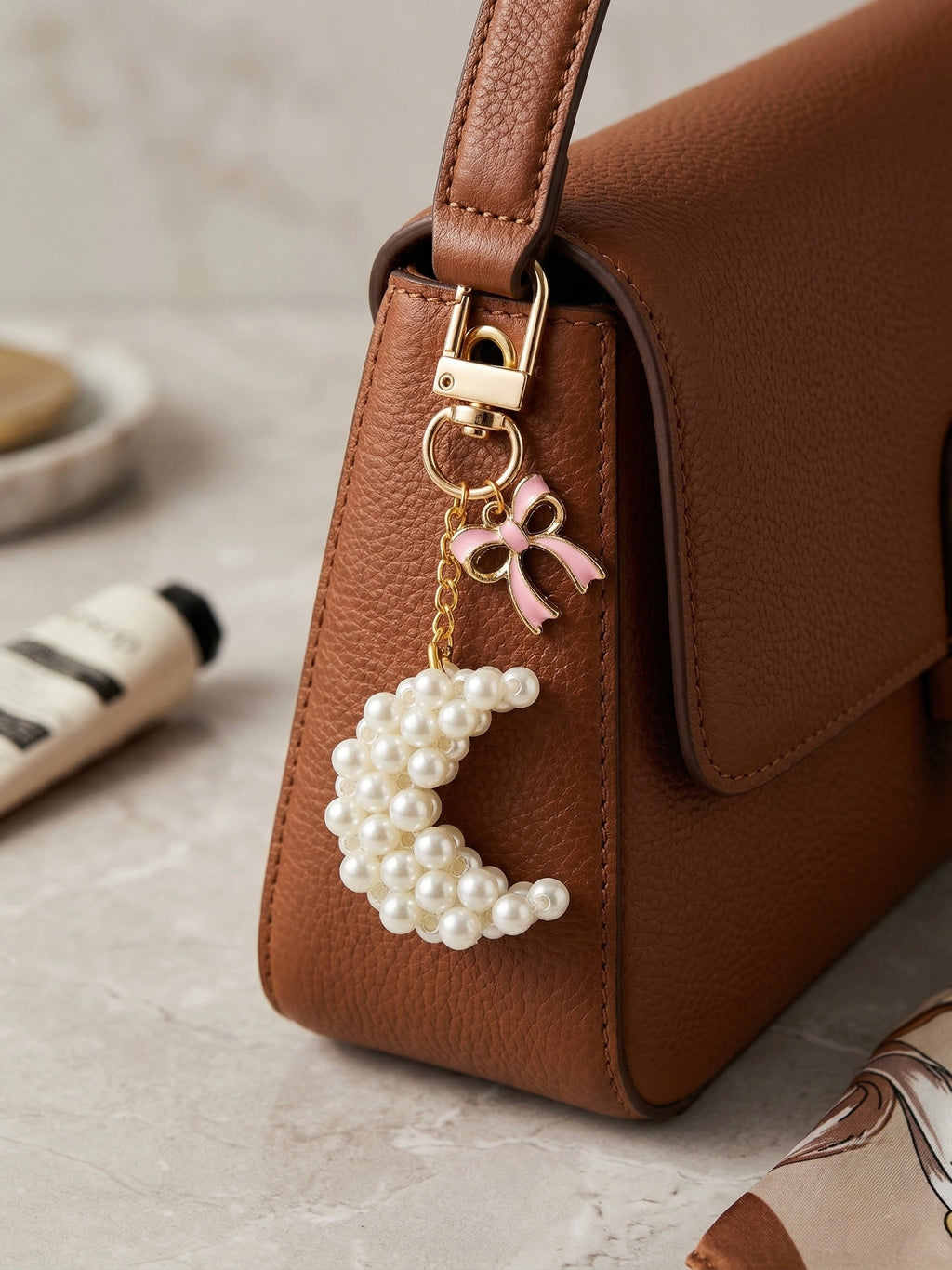 Pearl Moon Bag Charm